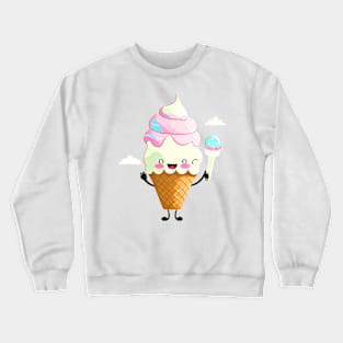 Happy cute ice cream #4 Crewneck Sweatshirt